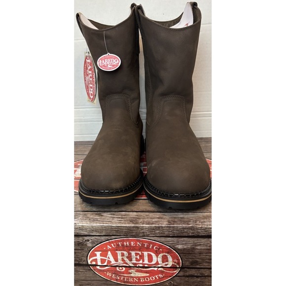 Men's Laredo Sz 13w Brown Ruf Rider Pull On Soft Toe NST Work Boots 68144 - Picture 2 of 7